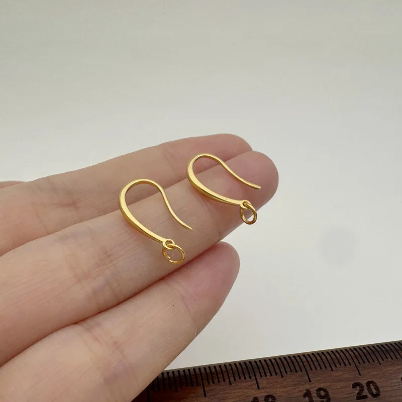 1Pair Solid 925 Sterling Silver Earring Hooks 18k Gold Color 9x14mm Simple DIY Jewelry Accessories Making Components