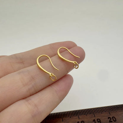 1Pair Solid 925 Sterling Silver Earring Hooks 18k Gold Color 9x14mm Simple DIY Jewelry Accessories Making Components