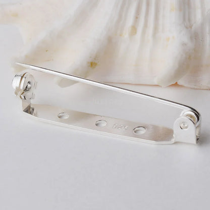 Solid 925 Sterling Silver Breastpin Safty-Closure Needle Lapel Stick, Handmade  DIY Blank Stick Pins Brooches Findings