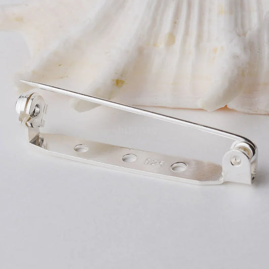 Solid 925 Sterling Silver Breastpin Safty-Closure Needle Lapel Stick, Handmade  DIY Blank Stick Pins Brooches Findings