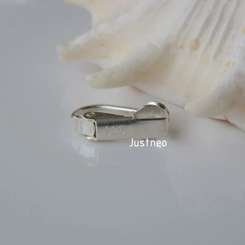 clip on earring findings,solid 925 sterling silver hinged earclip hook fittings for No pierced ears diy jewelry, 1 pair