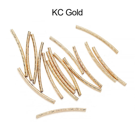 Stripe Copper Curve Tube Spacer Beads 25-30mm, 100pcs