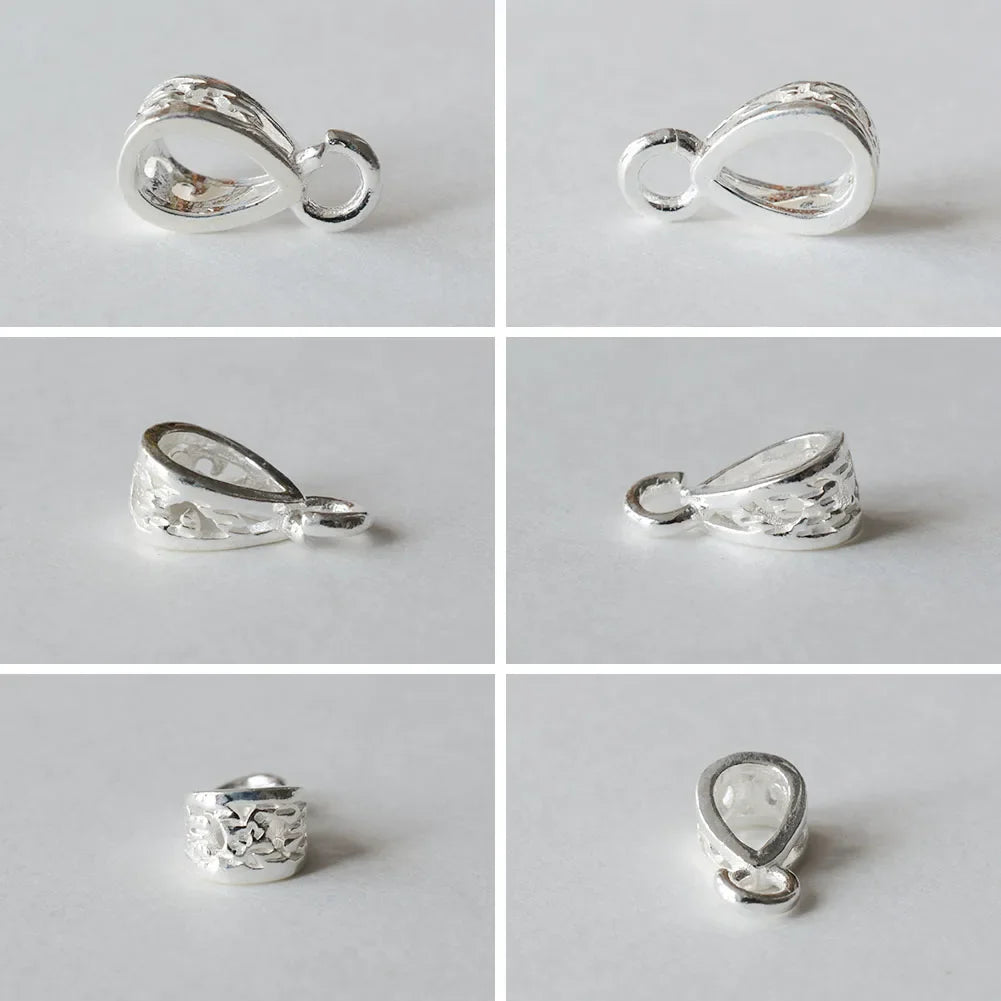 Solid .925 Sterling Silver Slider Pendant Clasp Bail Connector with open jumpring, jewelry DIY silver Accessories