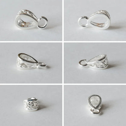 Solid .925 Sterling Silver Slider Pendant Clasp Bail Connector with open jumpring, jewelry DIY silver Accessories