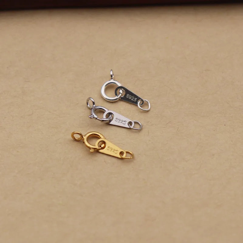 1Set Solid 925 Sterling Silver Double Hole Tag Clasp End Sring Necklace DIY Connector Bracelet String Components Finding