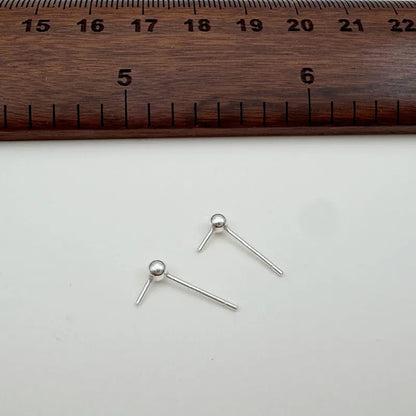 1Pair Solid 925 Sterling Silver 3mm Earring for Round Pearl beads DIY Accessories Making Components Finding