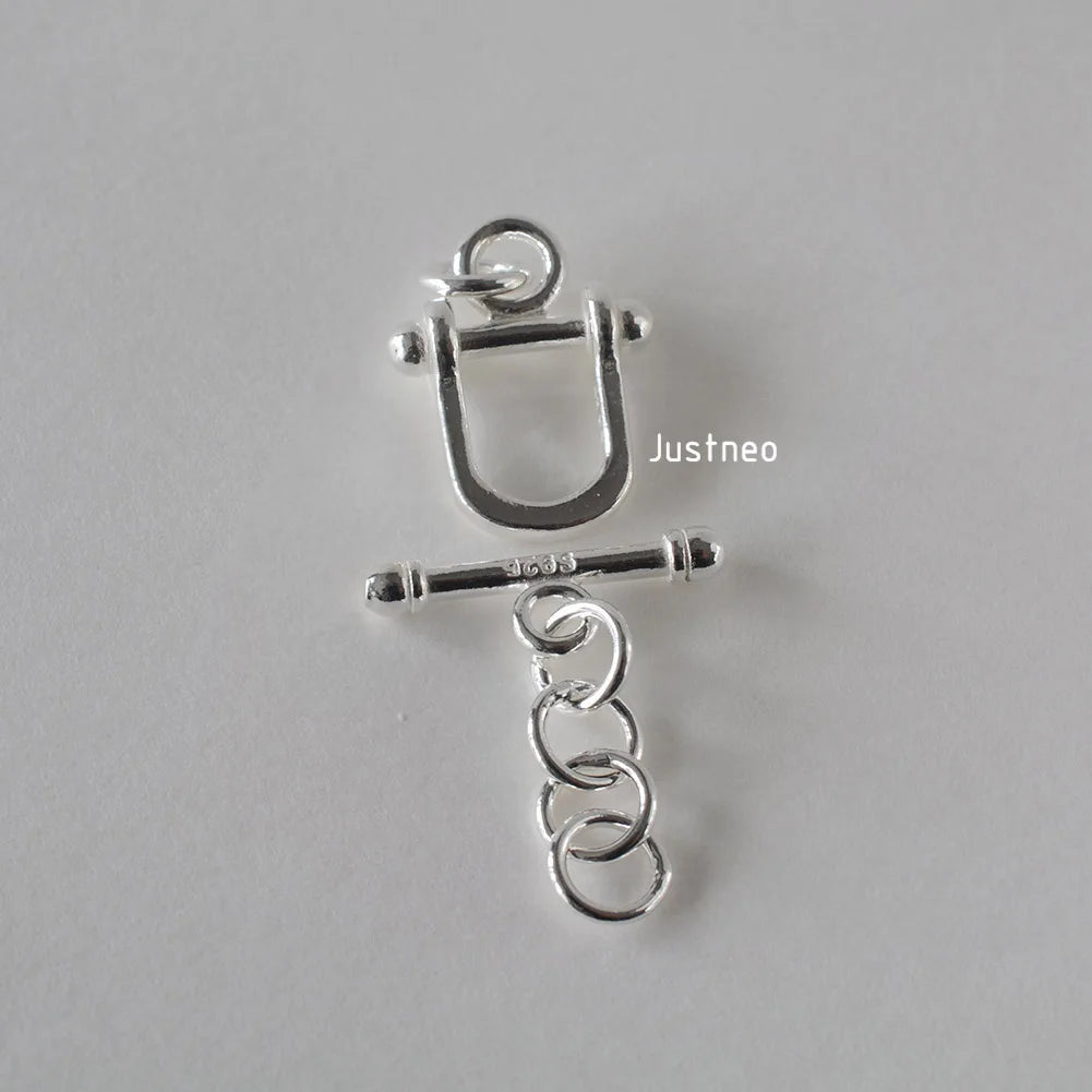 925 Sterling Silver Horseshoe Shape Toggle Clasp, Real Silver OT Bar Closure for Handmade Jewelry Design