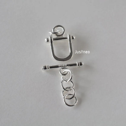 925 Sterling Silver Horseshoe Shape Toggle Clasp, Real Silver OT Bar Closure for Handmade Jewelry Design