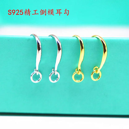 1 Pair Solid 925 Sterling Silver Earring Hook with Open Loop DIY Jewelry Componets Making Accessories Finding Original