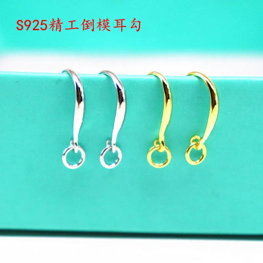 1 Pair Solid 925 Sterling Silver Earring Hook with Open Loop DIY Jewelry Componets Making Accessories Finding Original