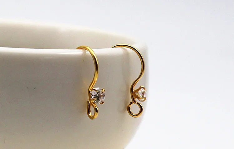 1Pair Solid 925 Sterling Silver Earring Hooks with Stones for Jewelry Making Accessories DIY Finding Components