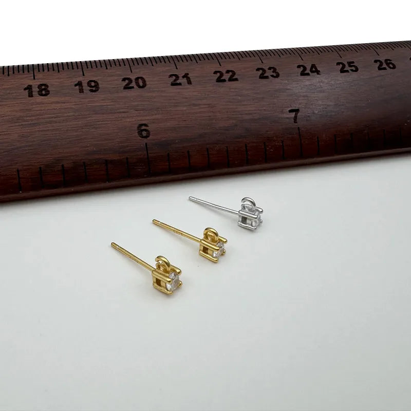 1Pair Solid 925 Sterling Silver Earring Studs with Open Jump RIng 3mm-5mm 4mm DIY Jewelry Making Accessories Finding