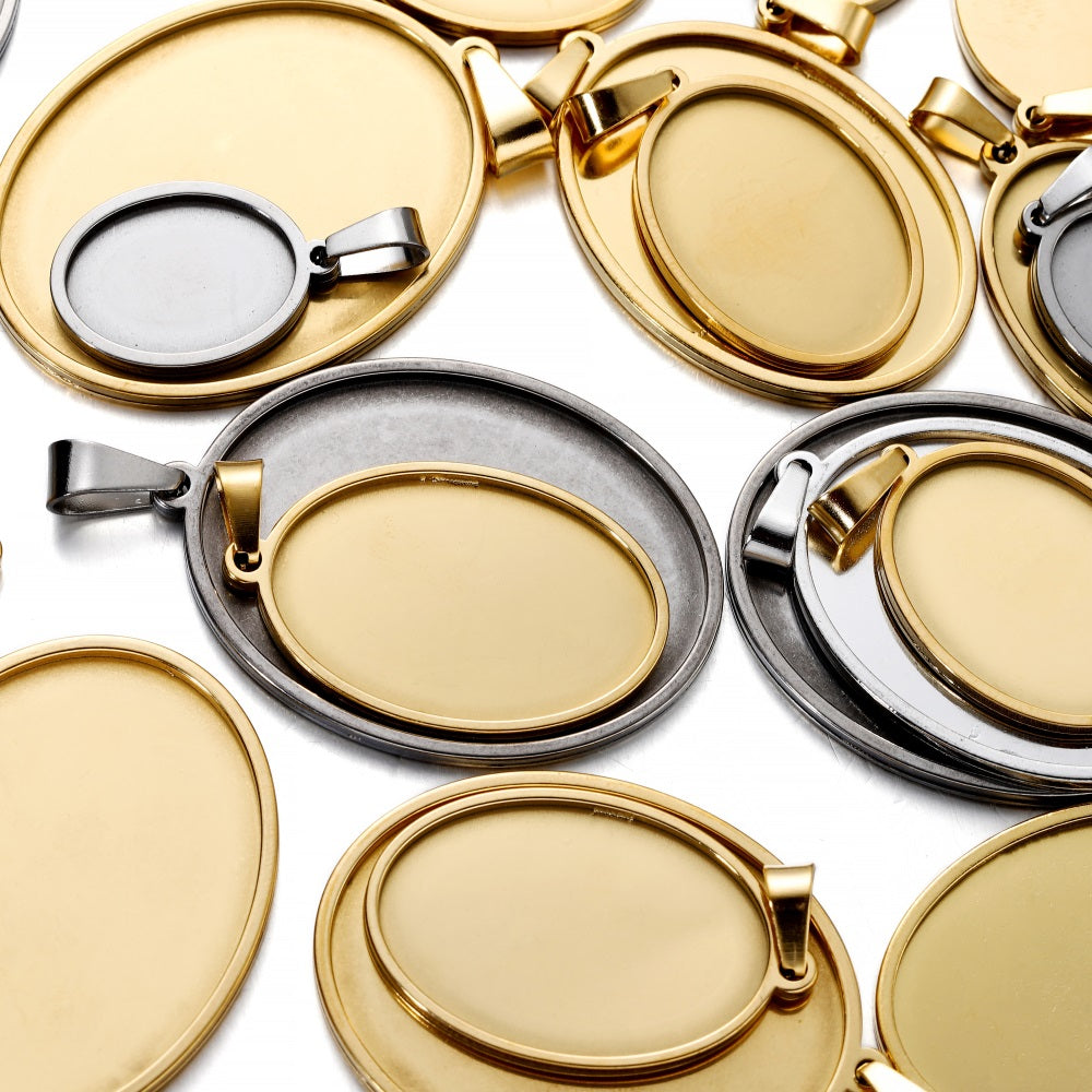 5pcs Gold Pendant Cabochon Base Setting