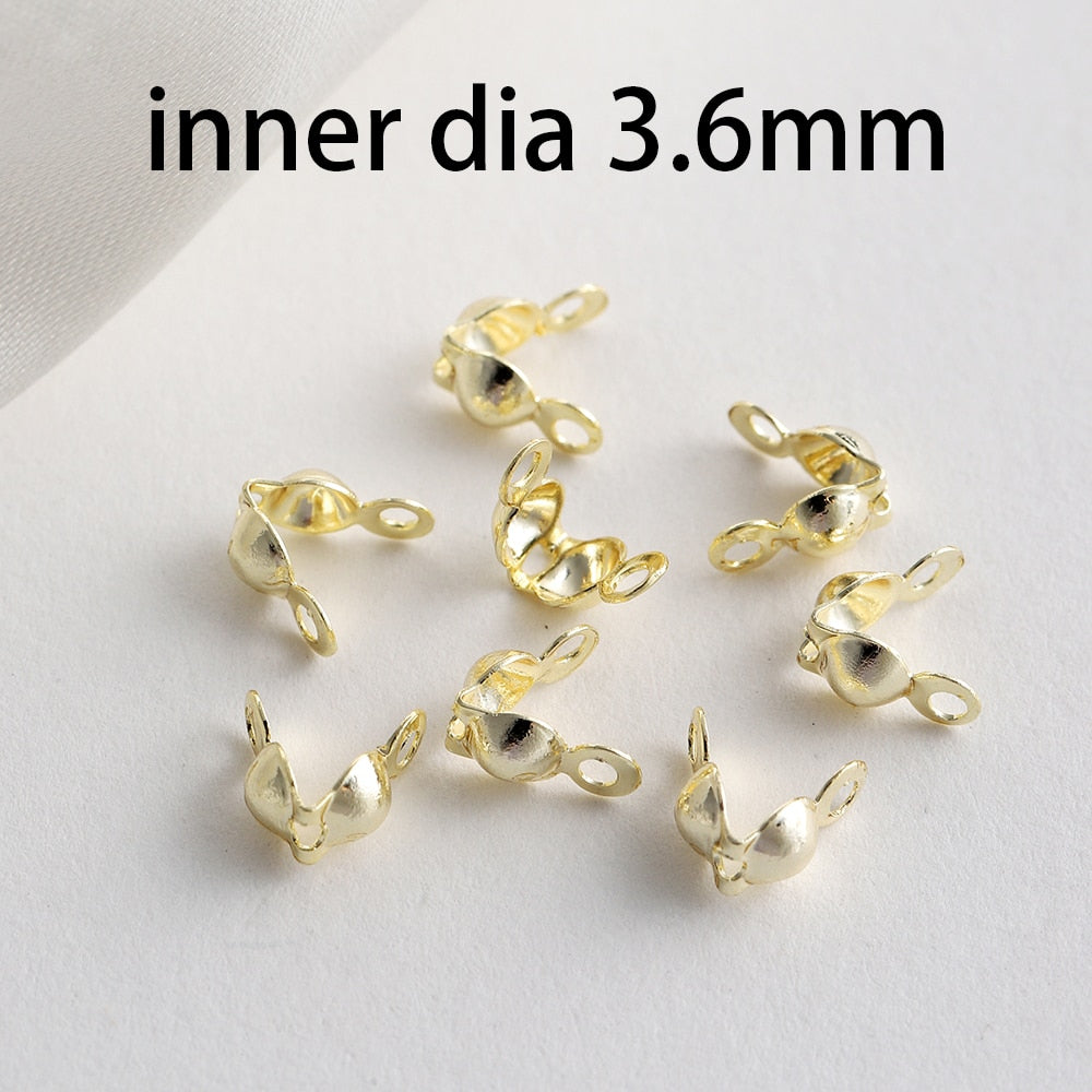 Brass Gold Plating Connector Clasp Ball Chain End Crimps, 100pcs