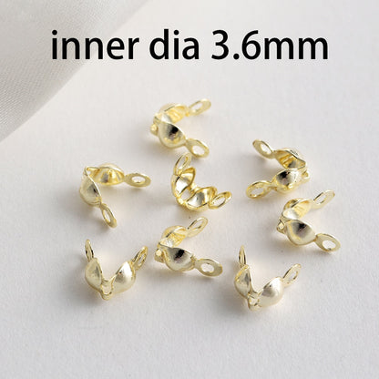 Brass Gold Plating Connector Clasp Ball Chain End Crimps, 100pcs