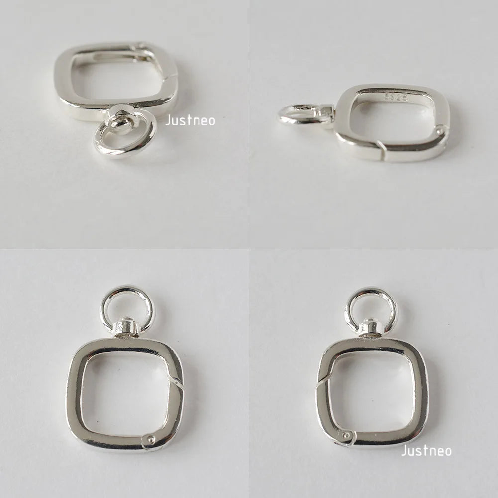 Solid 925 Sterling Silver Clasp,Spring Press Open Hook with Swivel End Ring，Rotatable Buckle for Necklace/Bracelet Jewelry