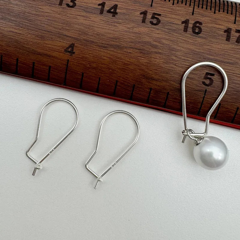 1Pair Solid 925 Sterling Silver 6x18mm Earring Hooks Women Ear Korean Style DIY Accessories Finding Components