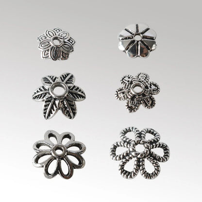 925 Sterling Silver Bead Caps, Oxidized Silver Flower Spacer Bead End Caps For Jewelry Making Bulk, DIY Jewelry Accessories
