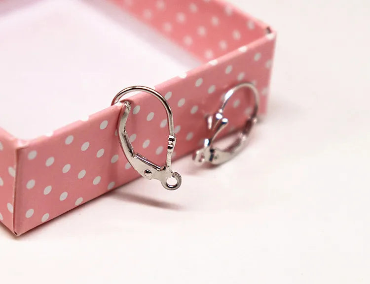 100% 925 Sterling Silver Earwire Hooks Hinged French Leverback with Open Jump Ring Snap Women DIY Original Findings