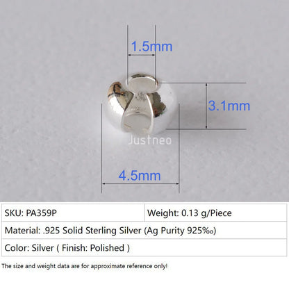 Silver Crimp Cover Bead, 925 Sterling Silver Loose Crimp Bead Knot Cover Hypoallergenic for Jewelry Making
