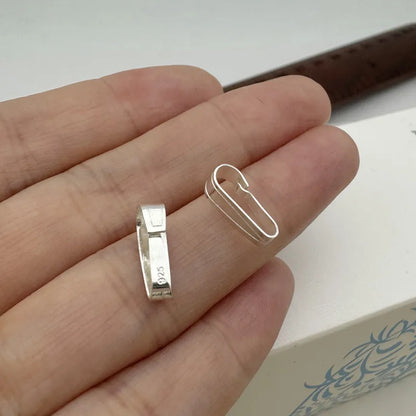 1PCS 12mm Solid 925 Sterling Silver Buckle Pendant Connector DIY Jewelry Accessories Making for Necklace Components