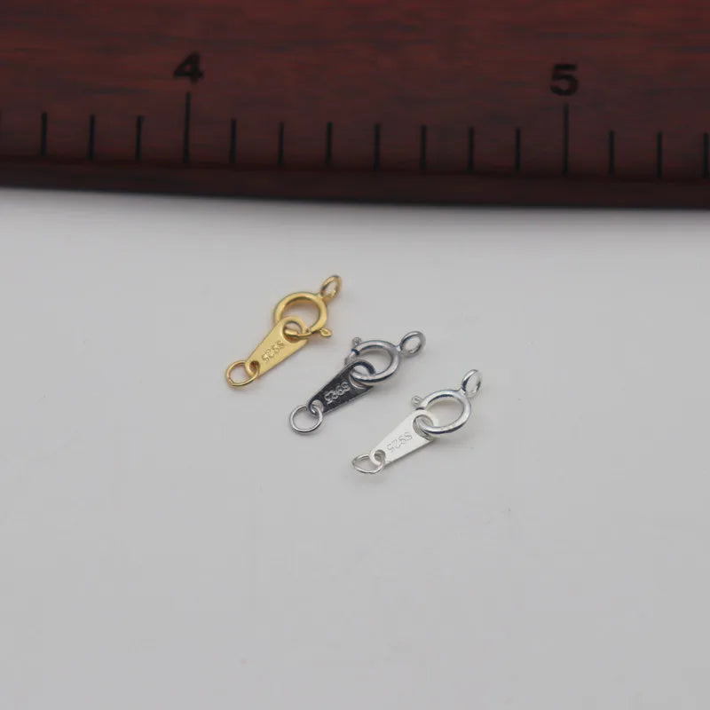 1Set Solid 925 Sterling Silver Double Hole Tag Clasp End Sring Necklace DIY Connector Bracelet String Components Finding