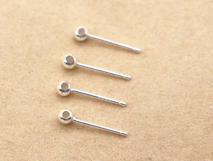 1Pair Solid 925 Sterling Silver Earring Studs Ear Post Making with Silicon Hollow for Jewelry Findings DIY Accessories