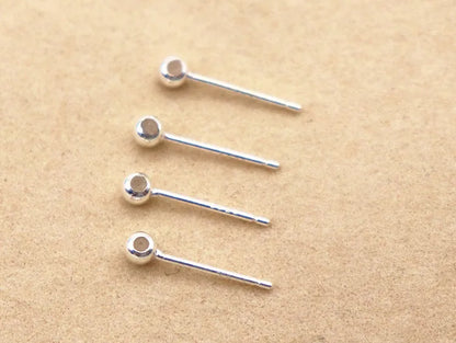 1Pair Solid 925 Sterling Silver Earring Studs Ear Post Making with Silicon Hollow for Jewelry Findings DIY Accessories