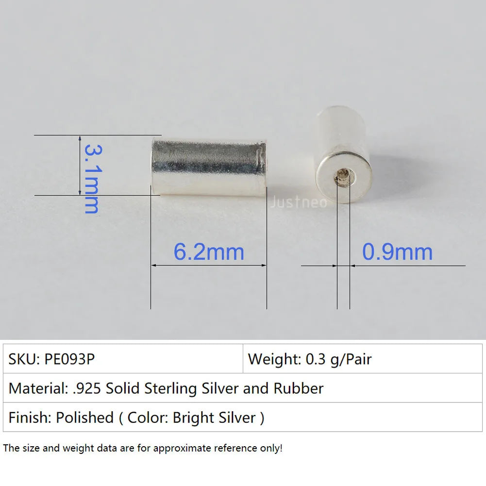 Solid 925 Sterling Silver earring backs, rubber earring backs for studs, silver Double Sided Ball Earrings DIY Accessories