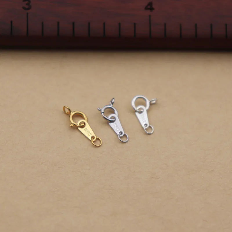 1Set Solid 925 Sterling Silver Double Hole Tag Clasp End Sring Necklace DIY Connector Bracelet String Components Finding