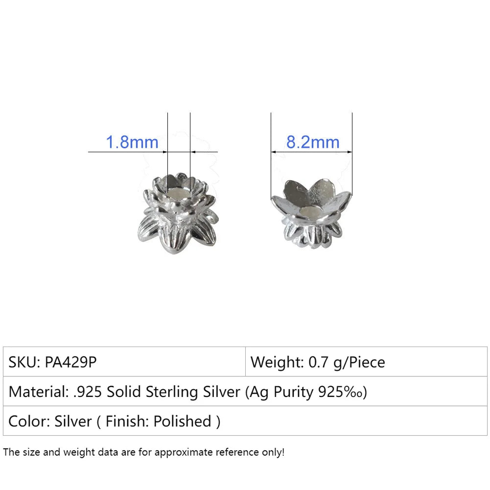 925 Sterling Silver Double Side Flower Beads Caps Spacer Beads for DIY Bracelet Necklace Jewelry Making