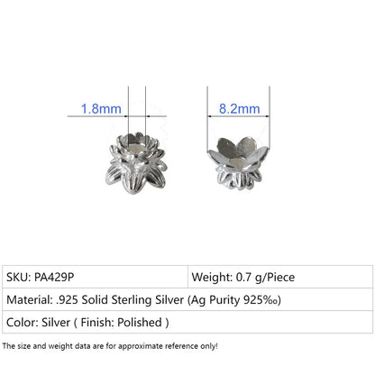925 Sterling Silver Double Side Flower Beads Caps Spacer Beads for DIY Bracelet Necklace Jewelry Making