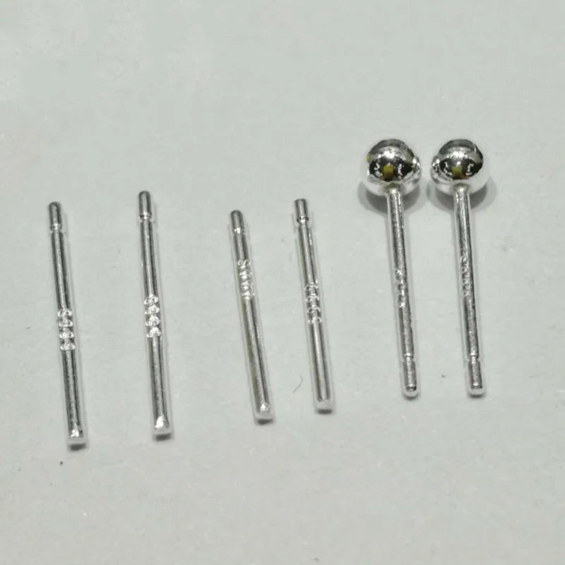 1 Pair Solid S999 Sterling Silver Earring Stud Post Pin Ear Back Stem DIY Jewelry Making Components Findings