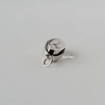 solid 925 sterling silver pea-shaped security tab clasp for necklace/bracelet