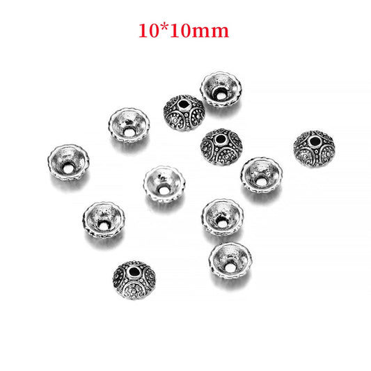 10mm Alloy Flower Torus Bead Caps, 20pcs
