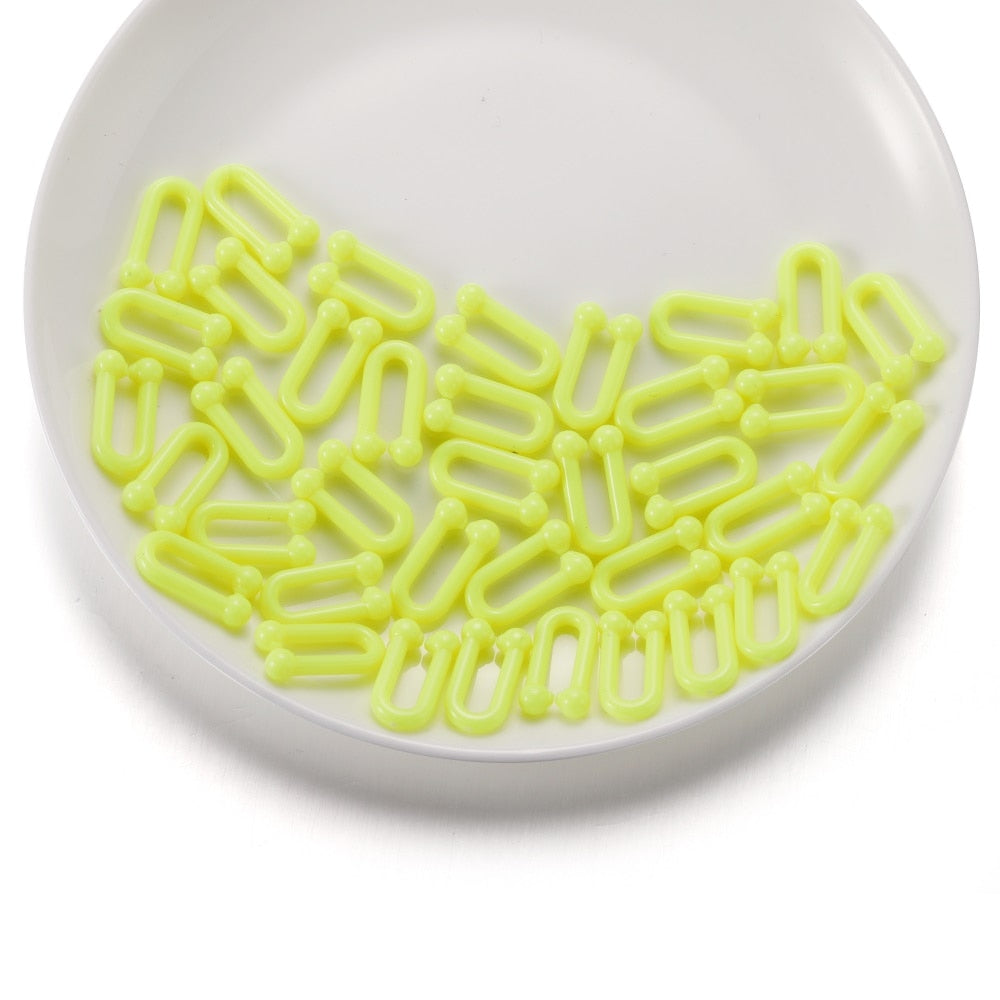 Colorful Acrylic Plastic U Shape Split Ring, 100pcs