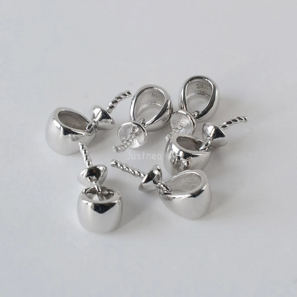 Solid 925 sterling silver bail pendant clasp connector, pinch bail with cup peg for necklace & pendant jewelry