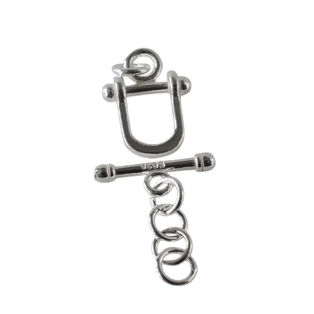 925 Sterling Silver Horseshoe Shape Toggle Clasp, Real Silver OT Bar Closure for Handmade Jewelry Design