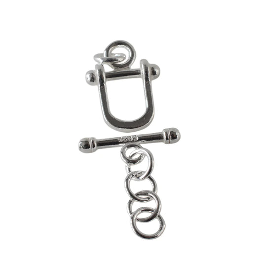925 Sterling Silver Horseshoe Shape Toggle Clasp, Real Silver OT Bar Closure for Handmade Jewelry Design