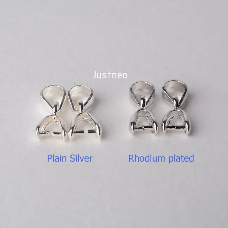 solid 925 sterling silver bail pendant clasp connector, pinch bail with ice-pick for necklace & pendant silver jewelry, S