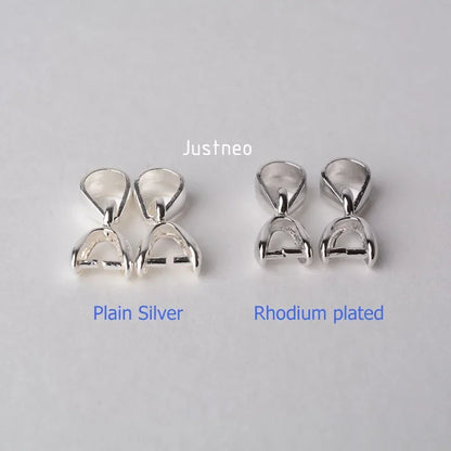 solid 925 sterling silver bail pendant clasp connector, pinch bail with ice-pick for necklace & pendant silver jewelry, S