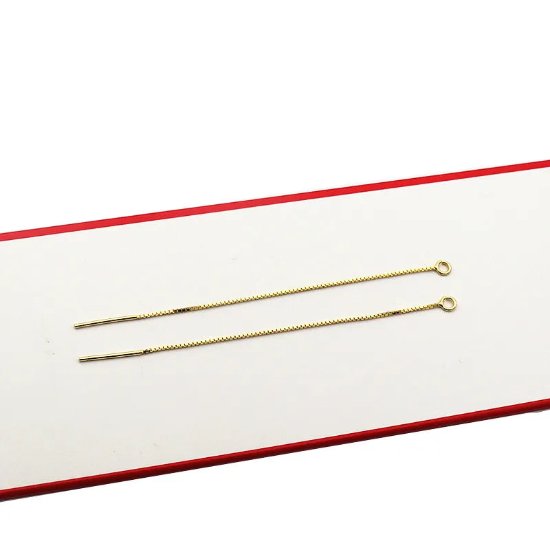 Solid 925 Sterling Silver Box Chain Earring Wire with Open Jump Ring DIY Jewelry Making Accessories Hypoallergenic 1 Pair