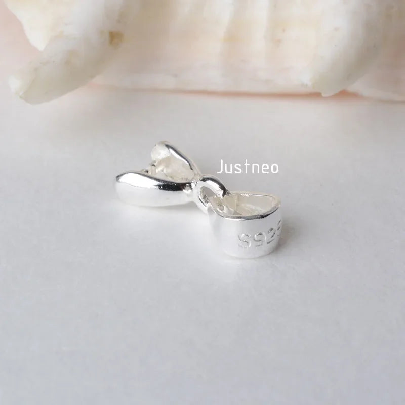 solid 925 sterling silver bail pendant clasp connector, pinch bail with ice-pick for necklace & pendant silver jewelry, S