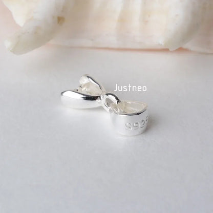 solid 925 sterling silver bail pendant clasp connector, pinch bail with ice-pick for necklace & pendant silver jewelry, S