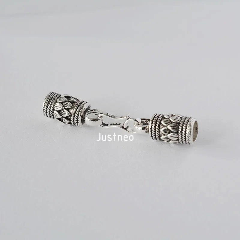 Antiqued solid 925 sterling silver S Clasp Leather Cord End Cap , Thai Silver jewelry diy findings/components  1