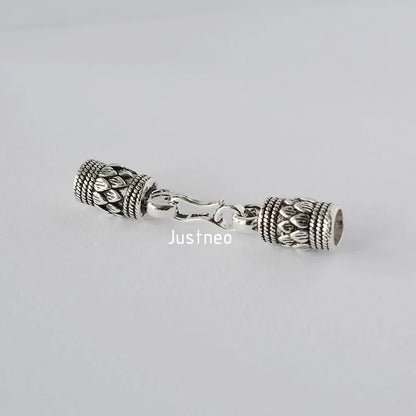 Antiqued solid 925 sterling silver S Clasp Leather Cord End Cap , Thai Silver jewelry diy findings/components  1