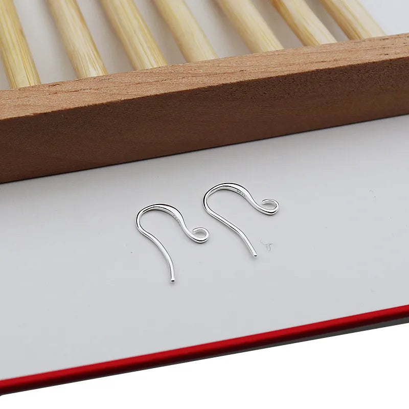 1 Pair Solid 925 Sterling Silver Earring Hooks 15mm  DIY Ear Hook  Making DIY Accessories Finding Components Finding