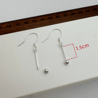 1Pair Solid 925 Sterling Silver Earring Hooks with Neddles for Round Beads 10-15-20mm DIY Jewelry Making Accessories