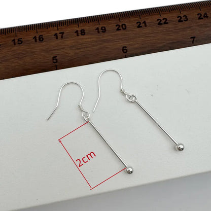 1Pair Solid 925 Sterling Silver Earring Hooks with Neddles for Round Beads 10-15-20mm DIY Jewelry Making Accessories