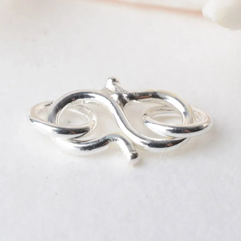 Solid 925 Sterling Silver S-shaped Clasp Hook with Closed Jump Ring, for Necklace / Bracelet Jewelry diy Components